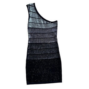 ARDEN B Stretch Ombre One Shoulder Sequin Body Con Dress - XS